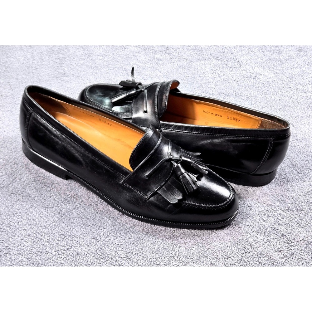 Mezlan Santander Tassel Loafers Men 8W Black Excellent Kiltie Leather Spain 891W